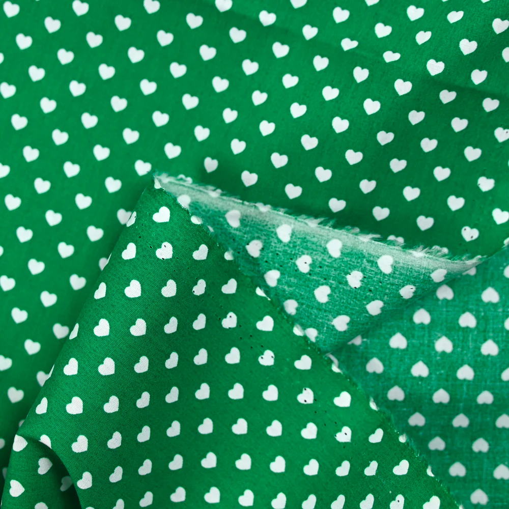 Coton imprimé coeur 5mm vert - Image 4
