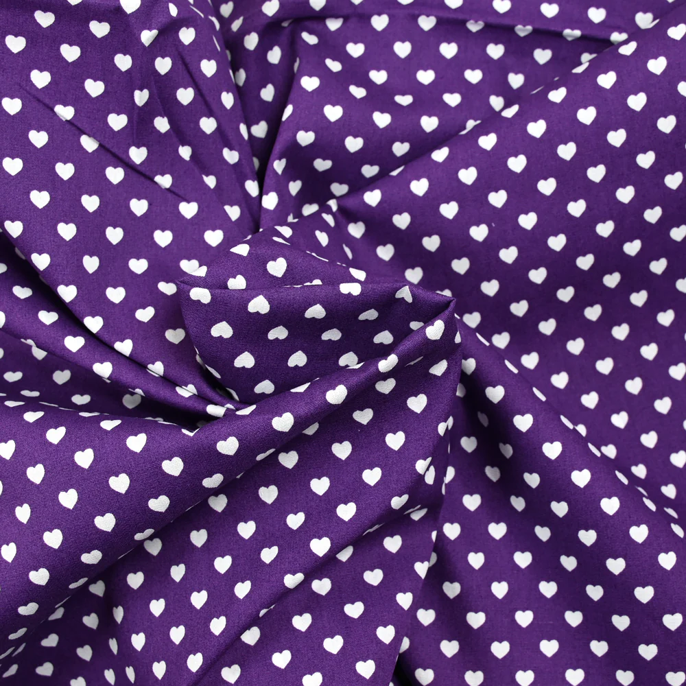 Coton imprimé coeur 5mm violet - Image 2