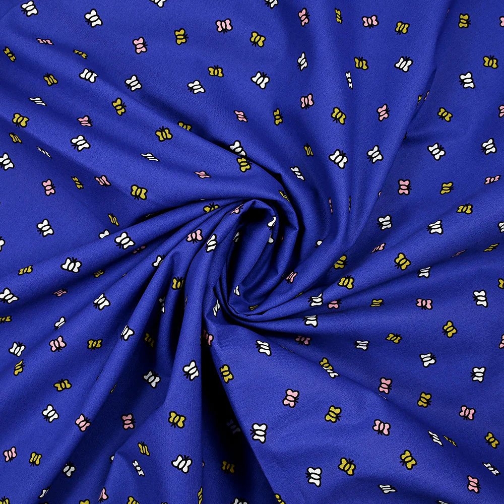 Coton imprimé envol de papillons fond bleu électrique - Image 2