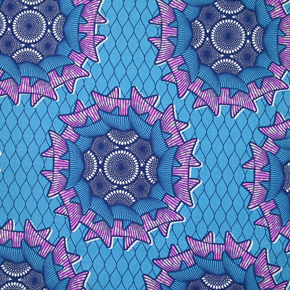 Coton imprimé ethnique Venlo fond bleu