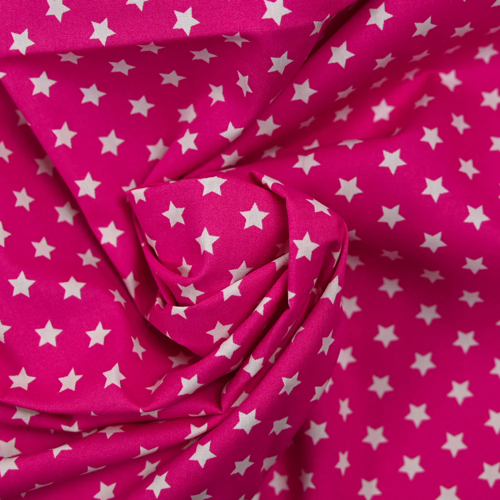 Coton imprimé étoile 1cm fuchsia - Image 2