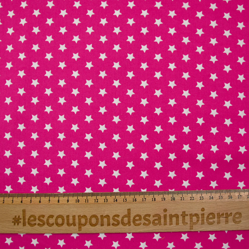 Coton imprimé étoile 1cm fuchsia - Image 3