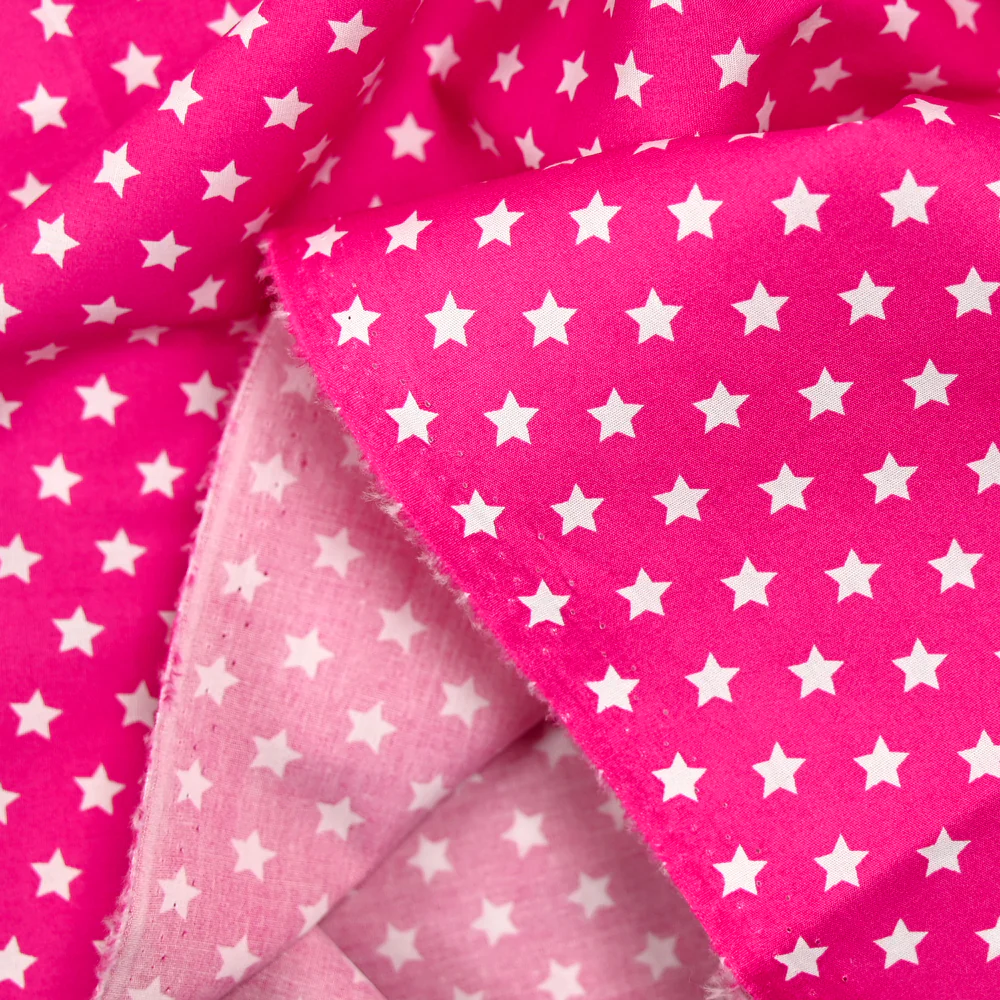 Coton imprimé étoile 1cm fuchsia - Image 4