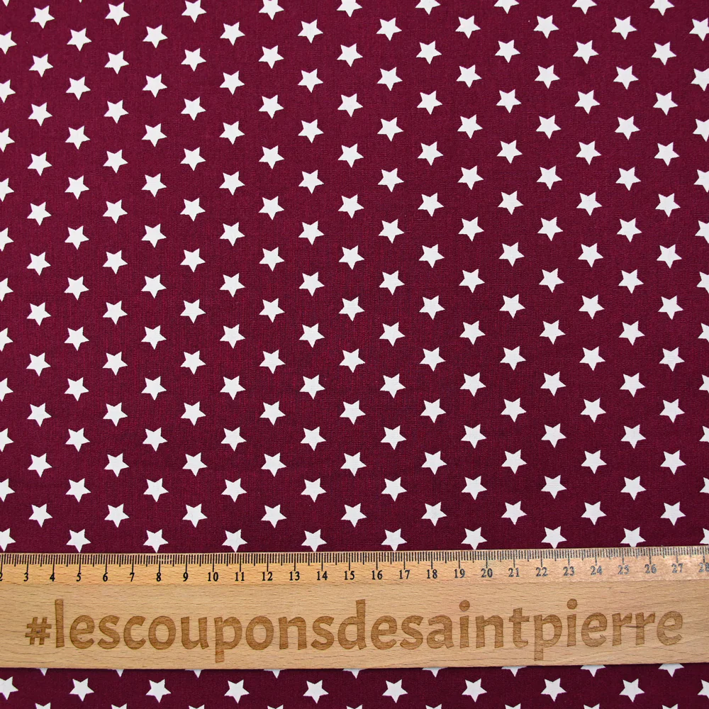 Coton imprimé étoile 1cm lie de vin - Image 3