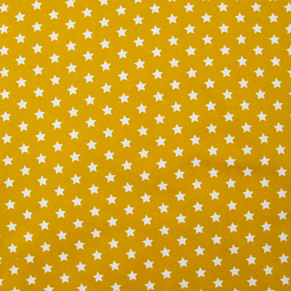 Coton imprimé étoile 1cm moutarde