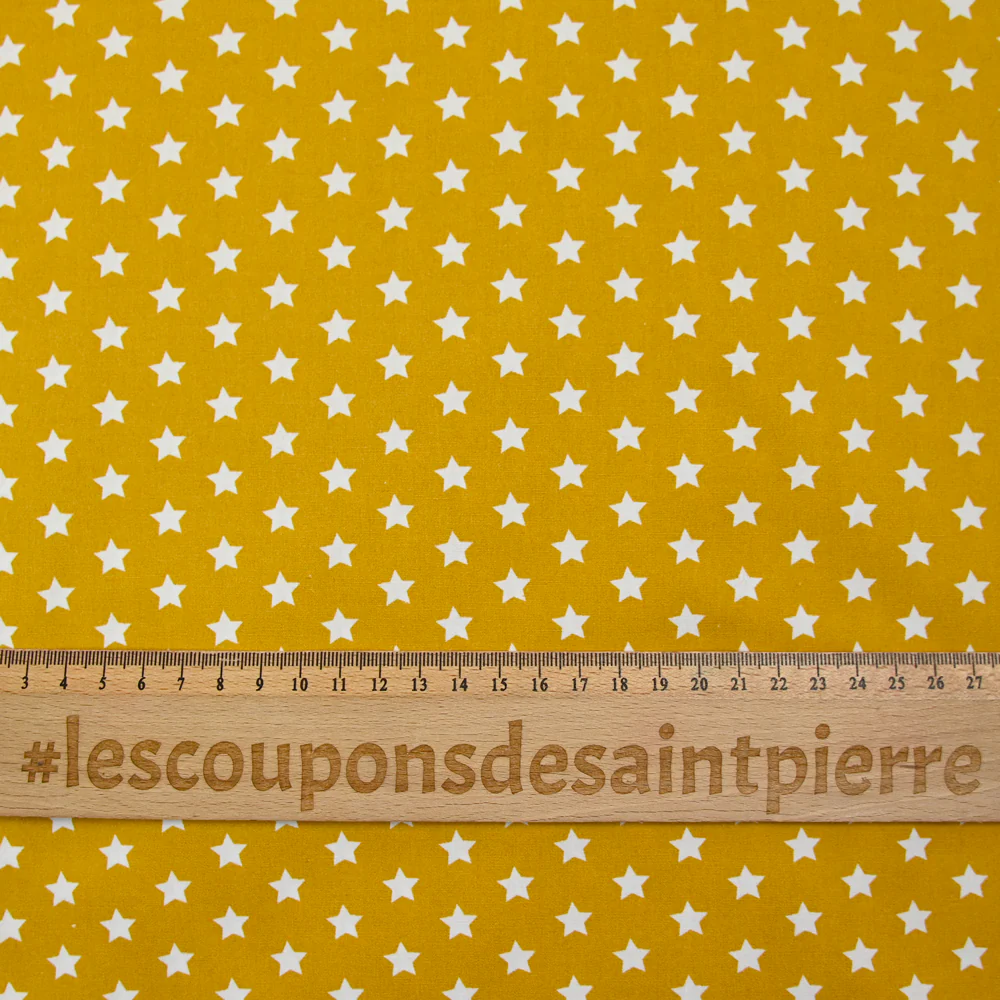 Coton imprimé étoile 1cm moutarde - Image 3