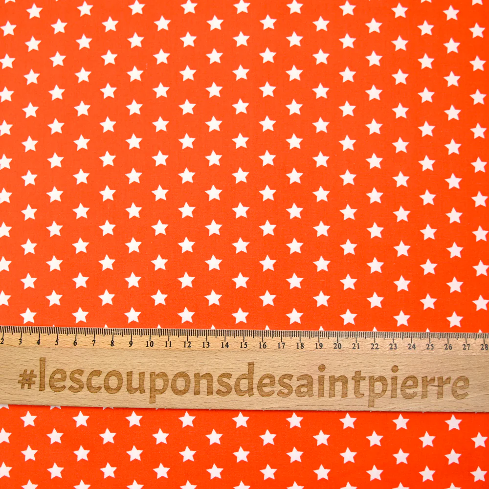Coton imprimé étoile 1cm orange - Image 3