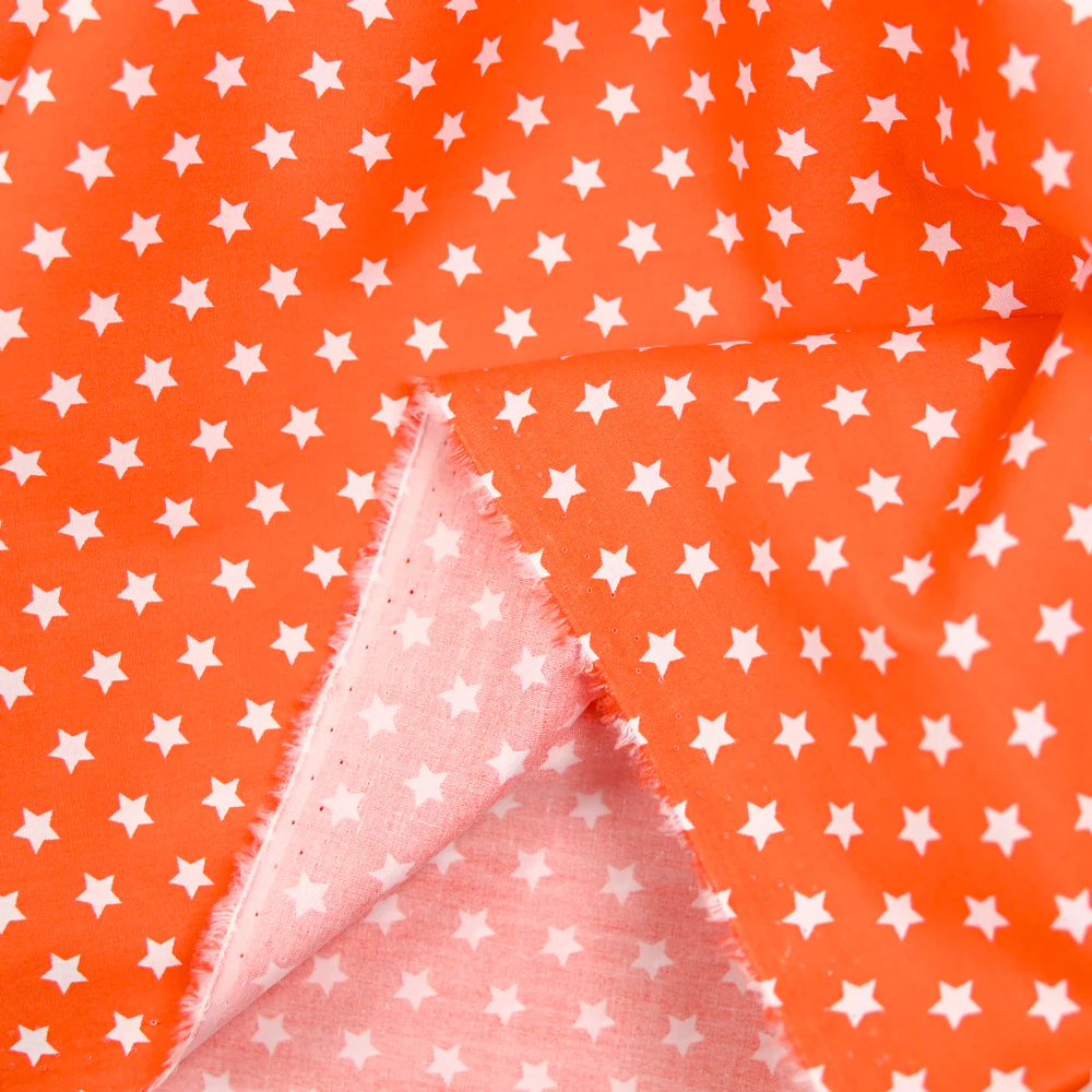 Coton imprimé étoile 1cm orange - Image 4