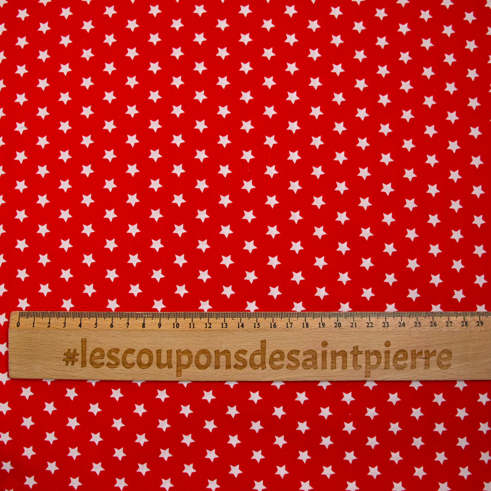 Coton imprimé étoile 1cm rouge - Image 3