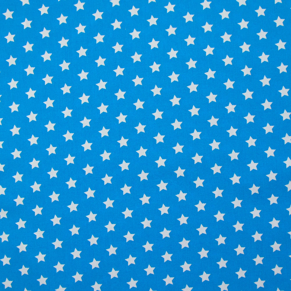 Coton imprimé étoile 1cm turquoise