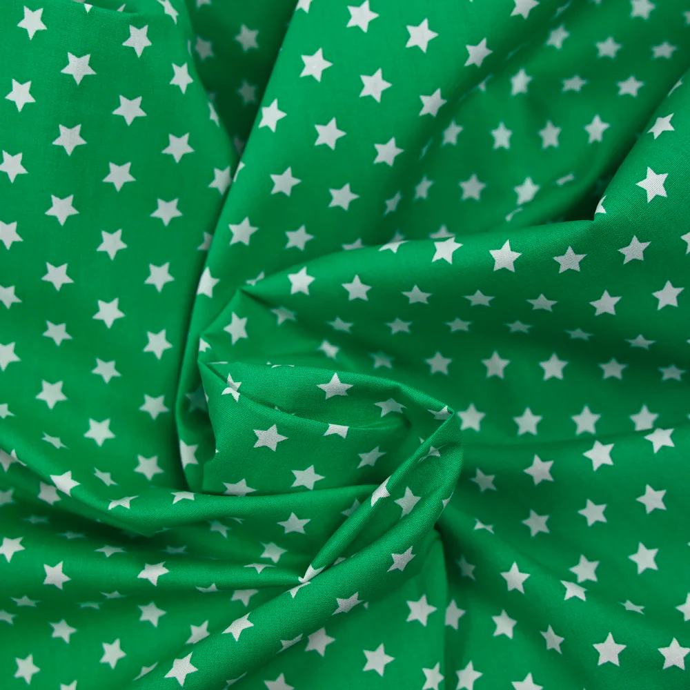 Coton imprimé étoile 1cm vert - Image 2