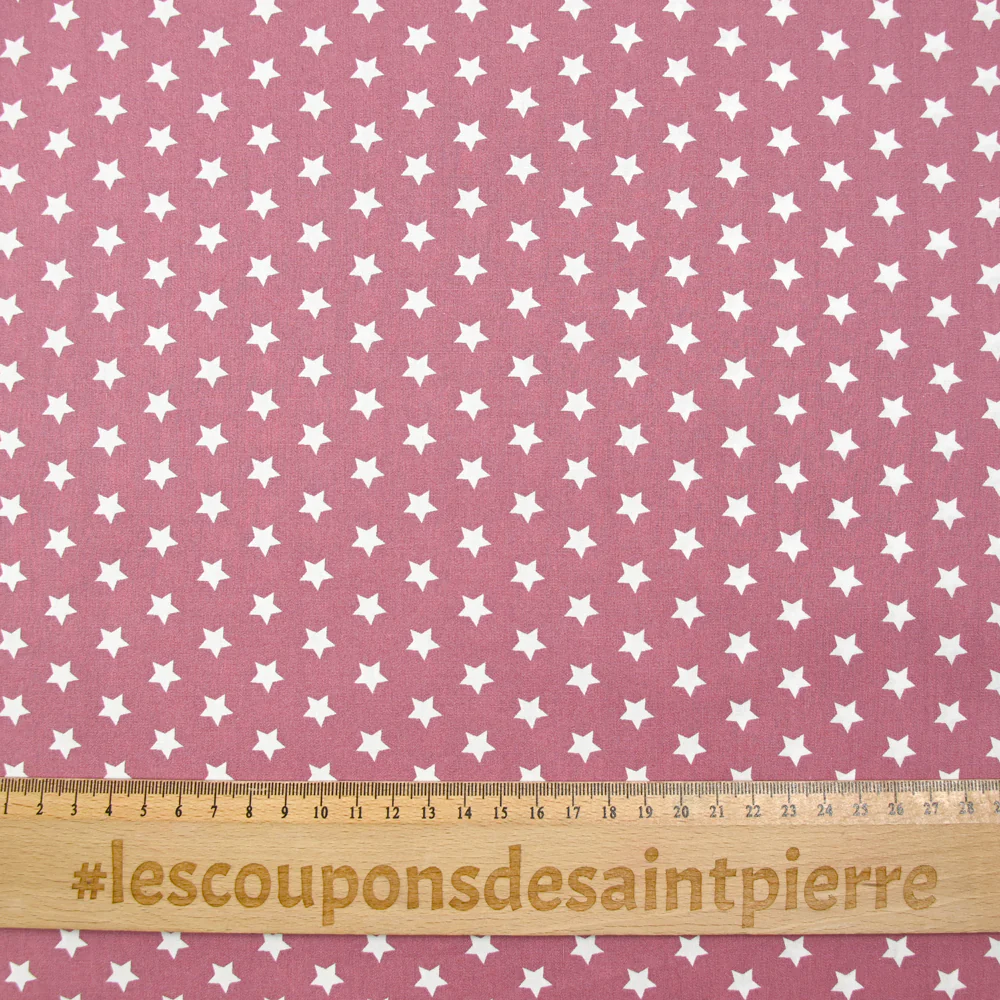 Coton imprimé étoile 1cm vieux rose - Image 3