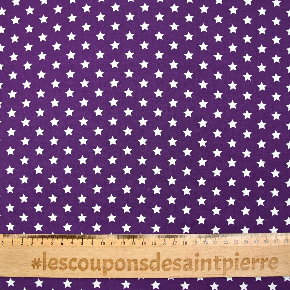 Coton imprimé étoile 1cm violet - Image 3