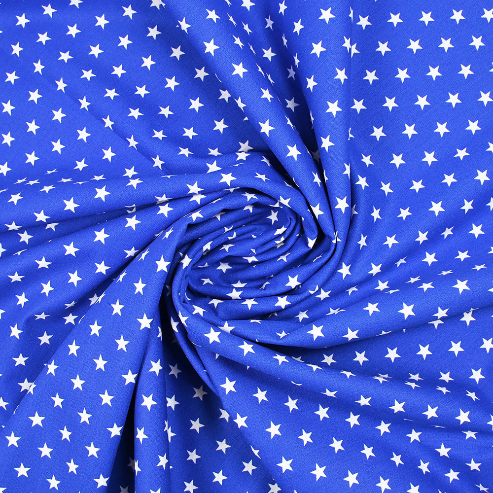 Coton imprimé étoiles fond bleu roi - Image 2