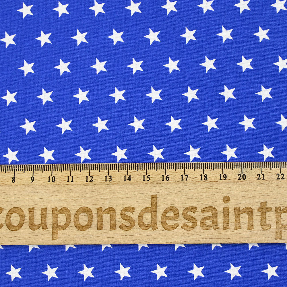 Coton imprimé étoiles fond bleu roi - Image 3