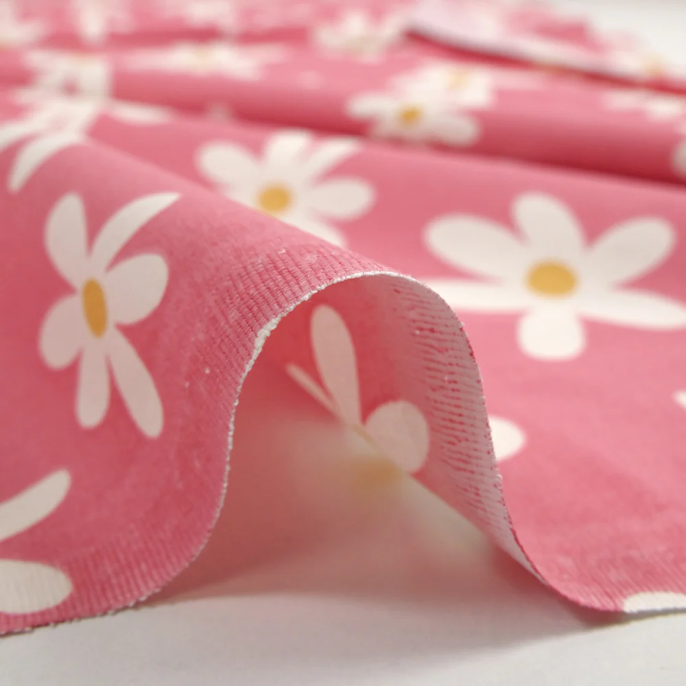Coton imprimé les fleurs d'Alisson fond rose - Image 6