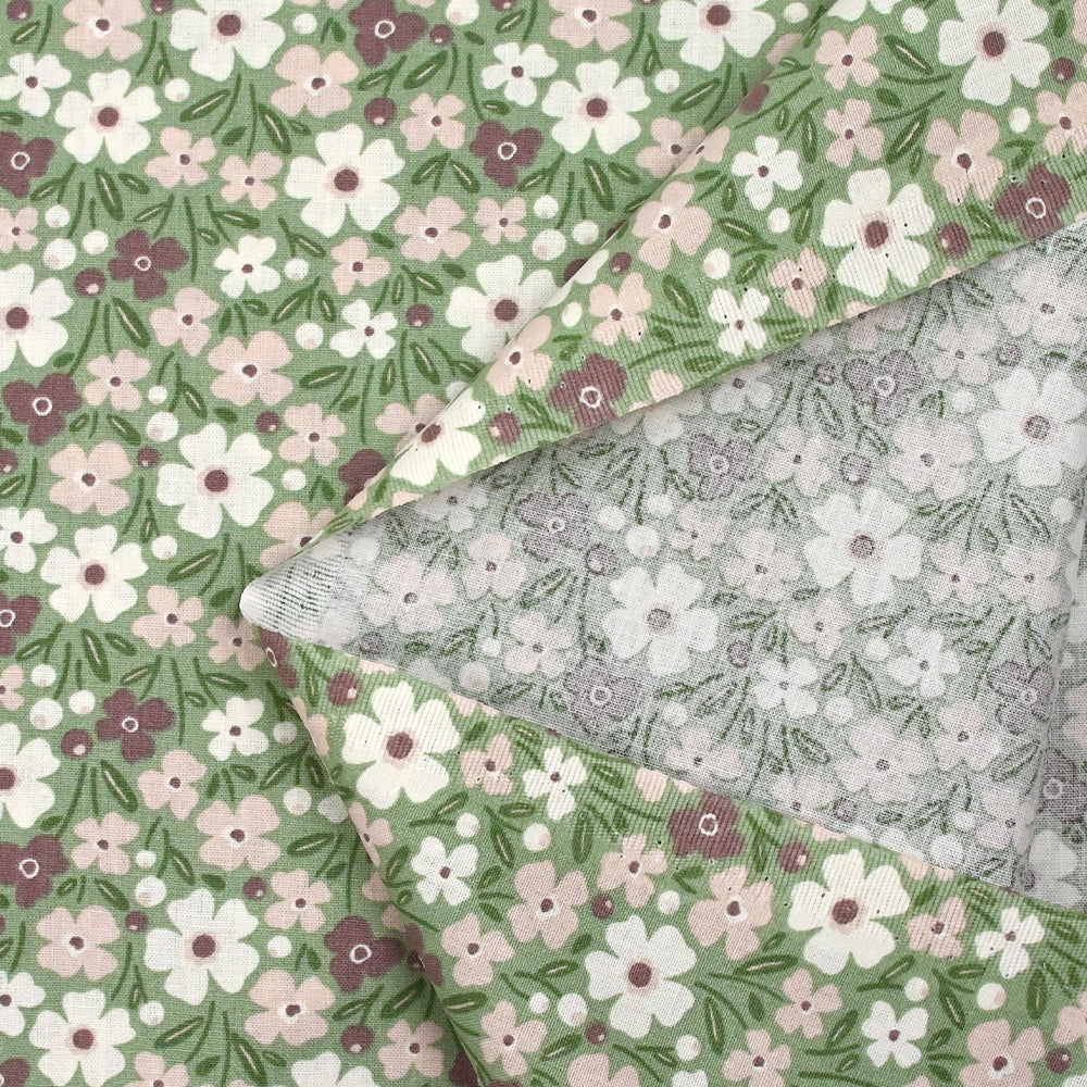 Coton imprimé les fleurs de Jeny fond vert - Image 5