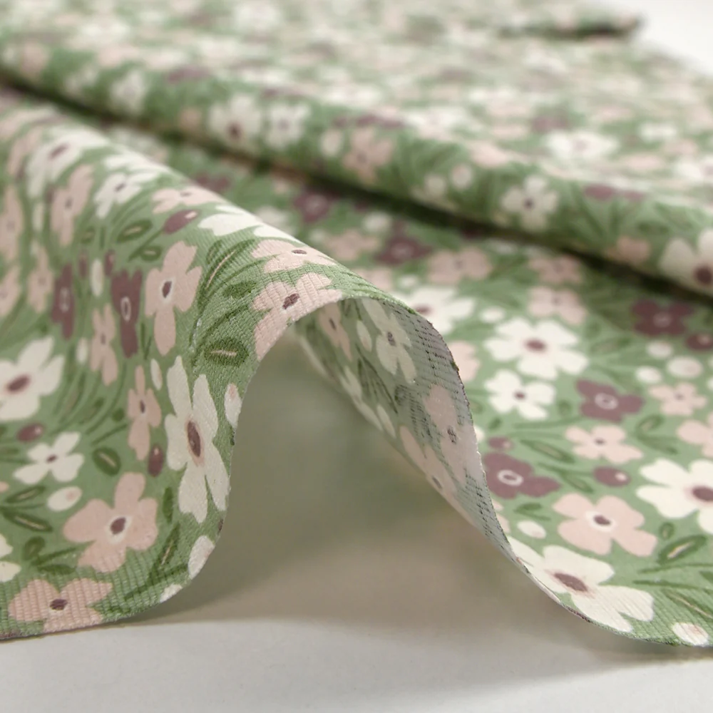 Coton imprimé les fleurs de Jeny fond vert - Image 6