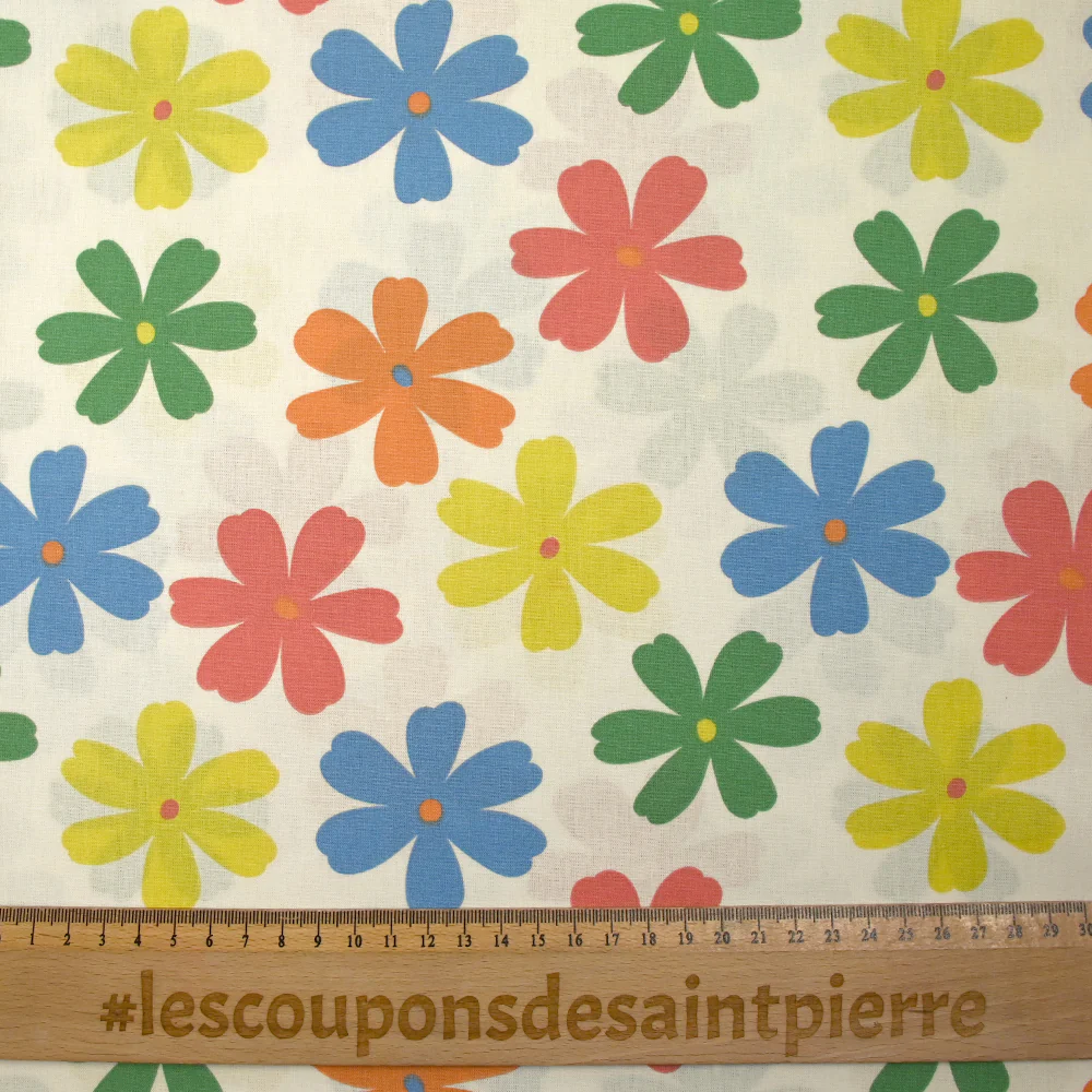 Coton imprimé les fleurs de Ninon fond écru - Image 3