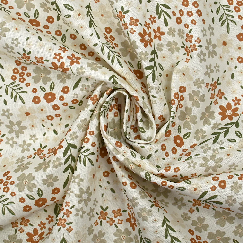 Coton imprimé les fleurs d'Ilona fond blanc cassé - Image 2