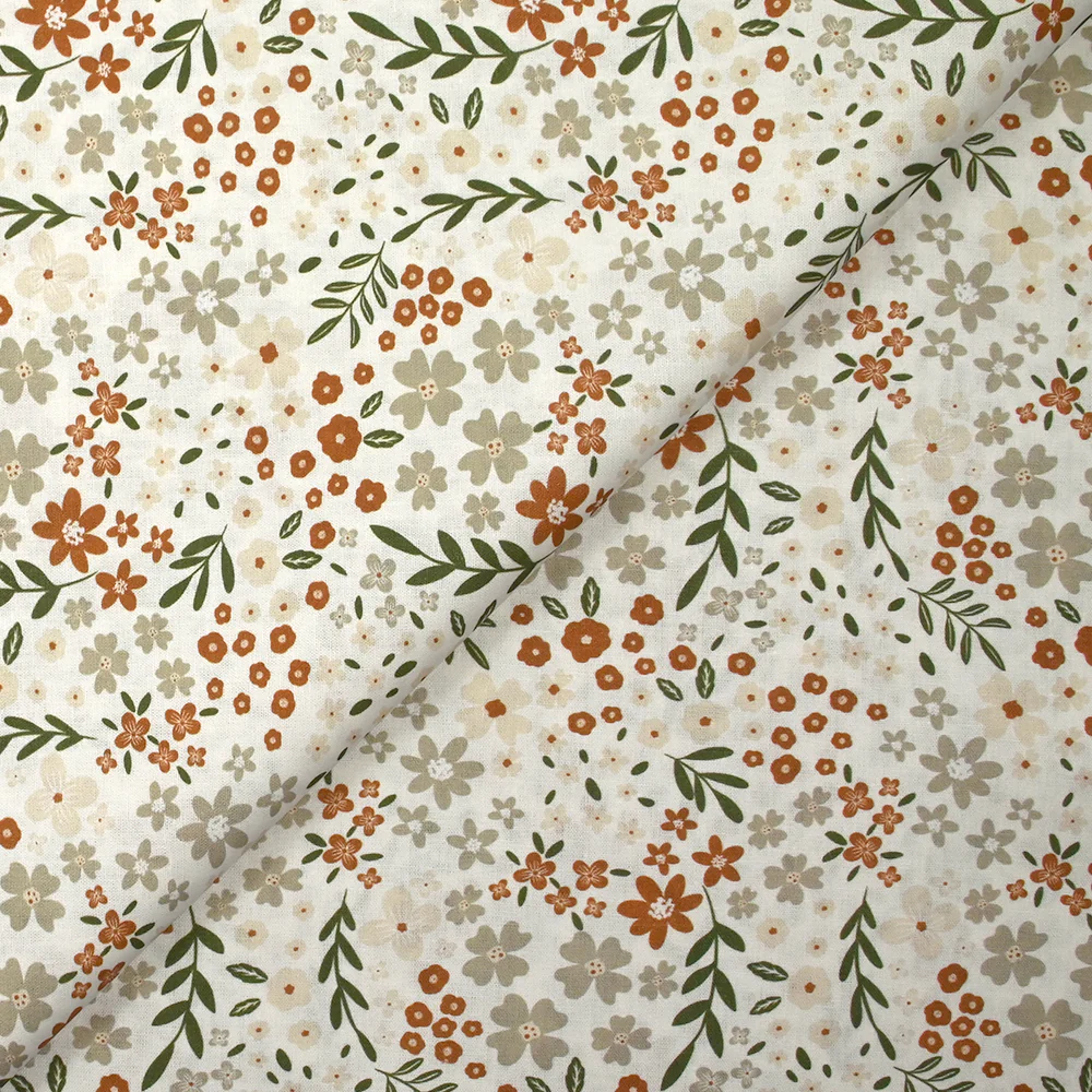 Coton imprimé les fleurs d'Ilona fond blanc cassé - Image 4