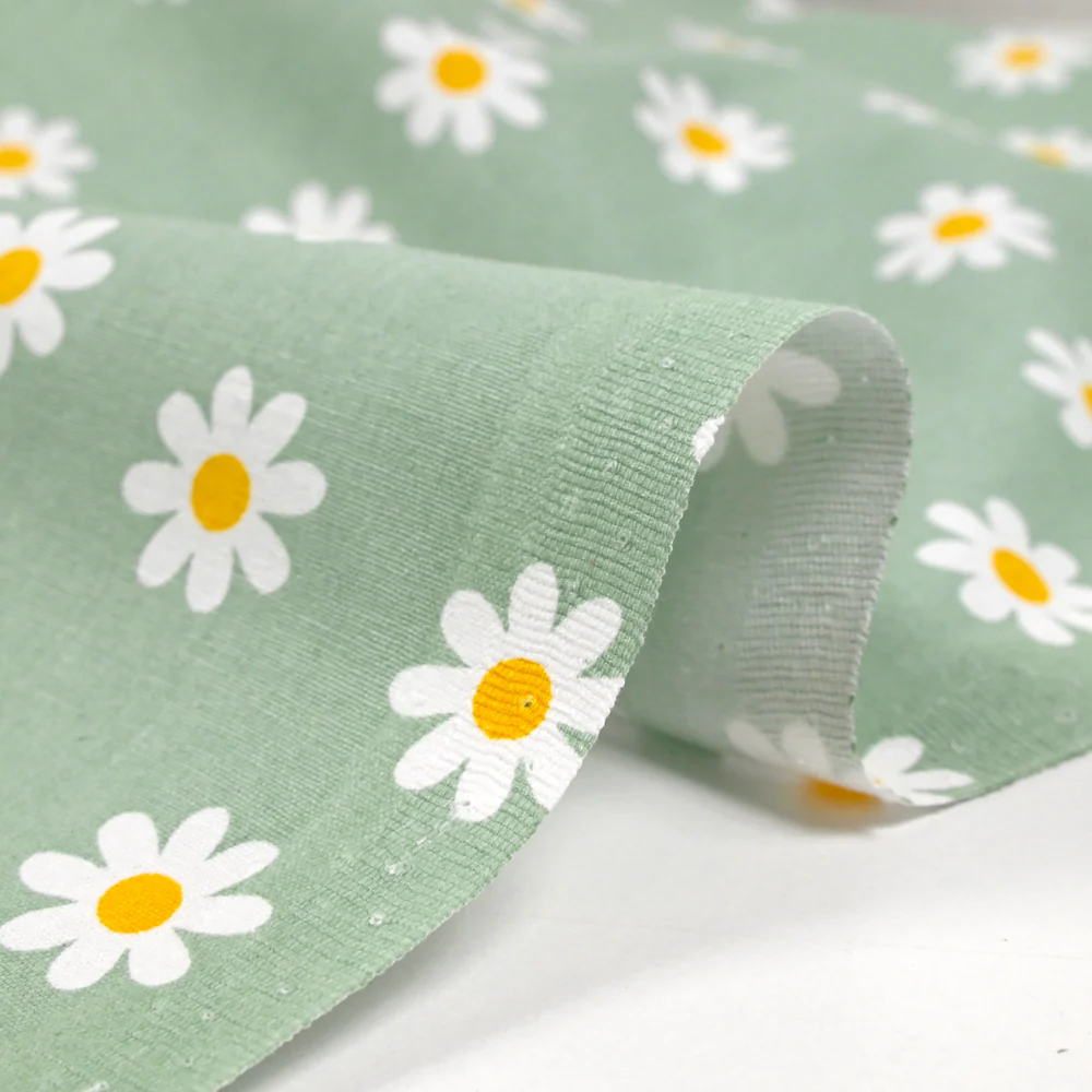 Coton imprimé marguerite fond céladon - Image 4