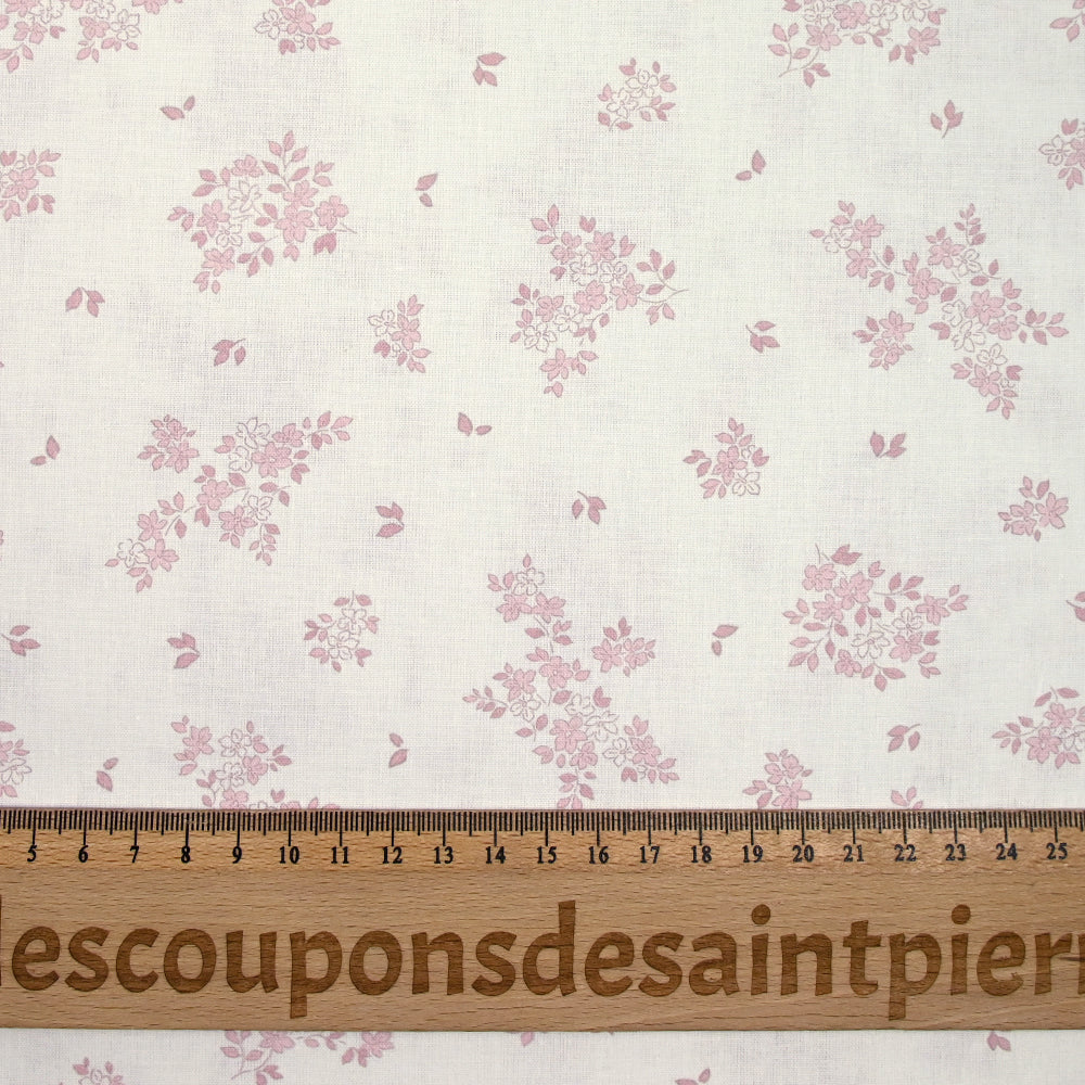 Coton imprimé petite brousse rose fond blanc - Image 3