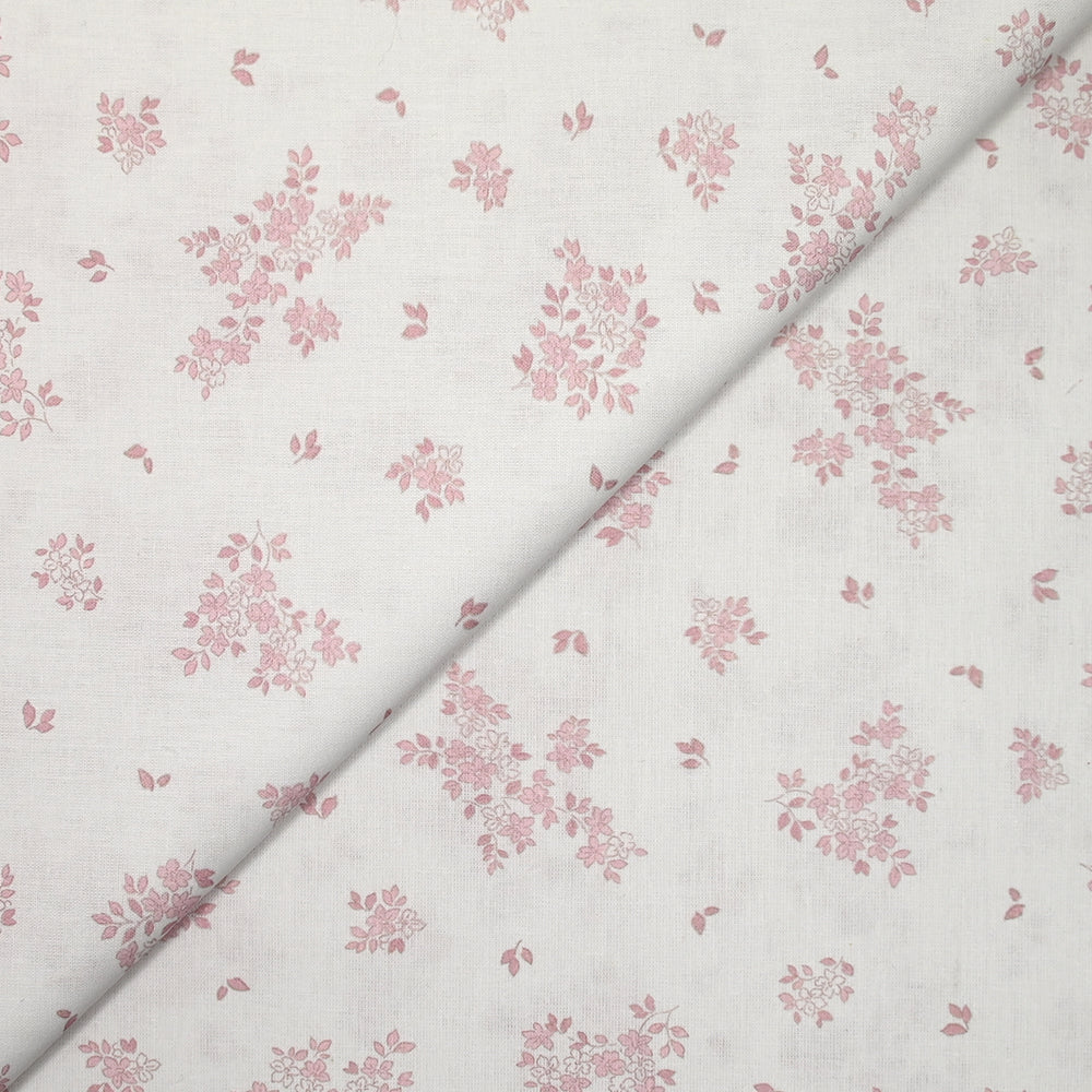 Coton imprimé petite brousse rose fond blanc - Image 4