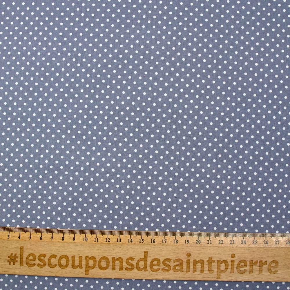 Coton imprimé petits pois 2mm gris - Image 3