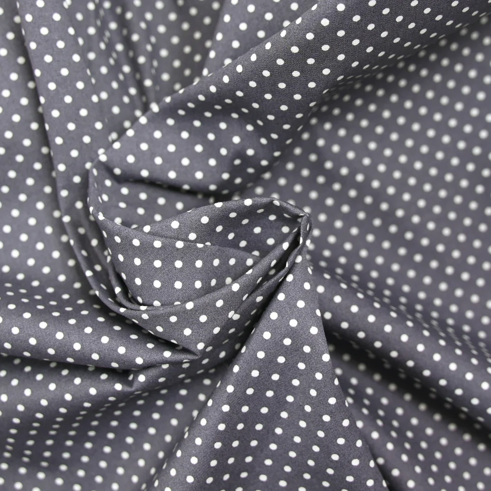 Coton imprimé petits pois 2mm gris moyen - Image 2