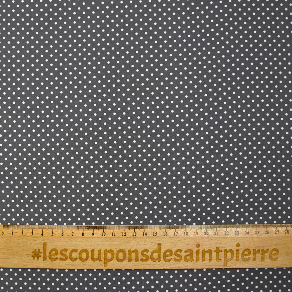 Coton imprimé petits pois 2mm gris moyen - Image 3