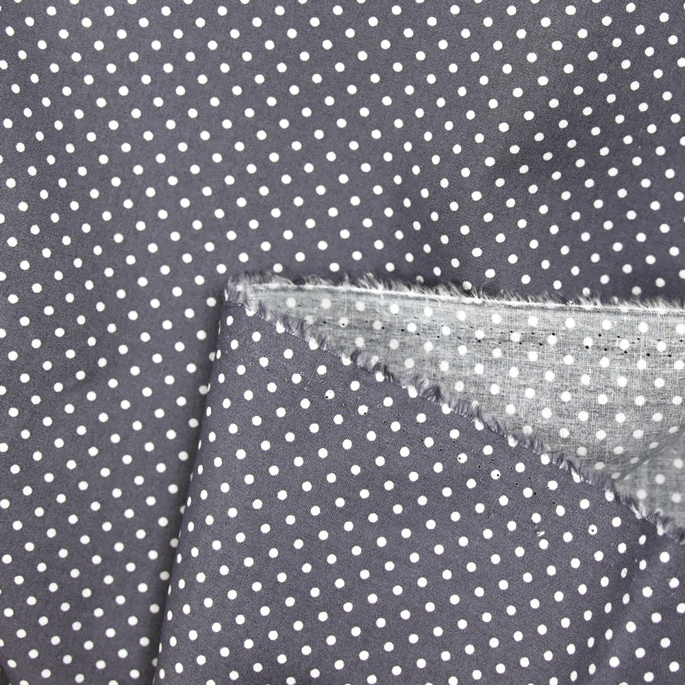 Coton imprimé petits pois 2mm gris moyen - Image 4