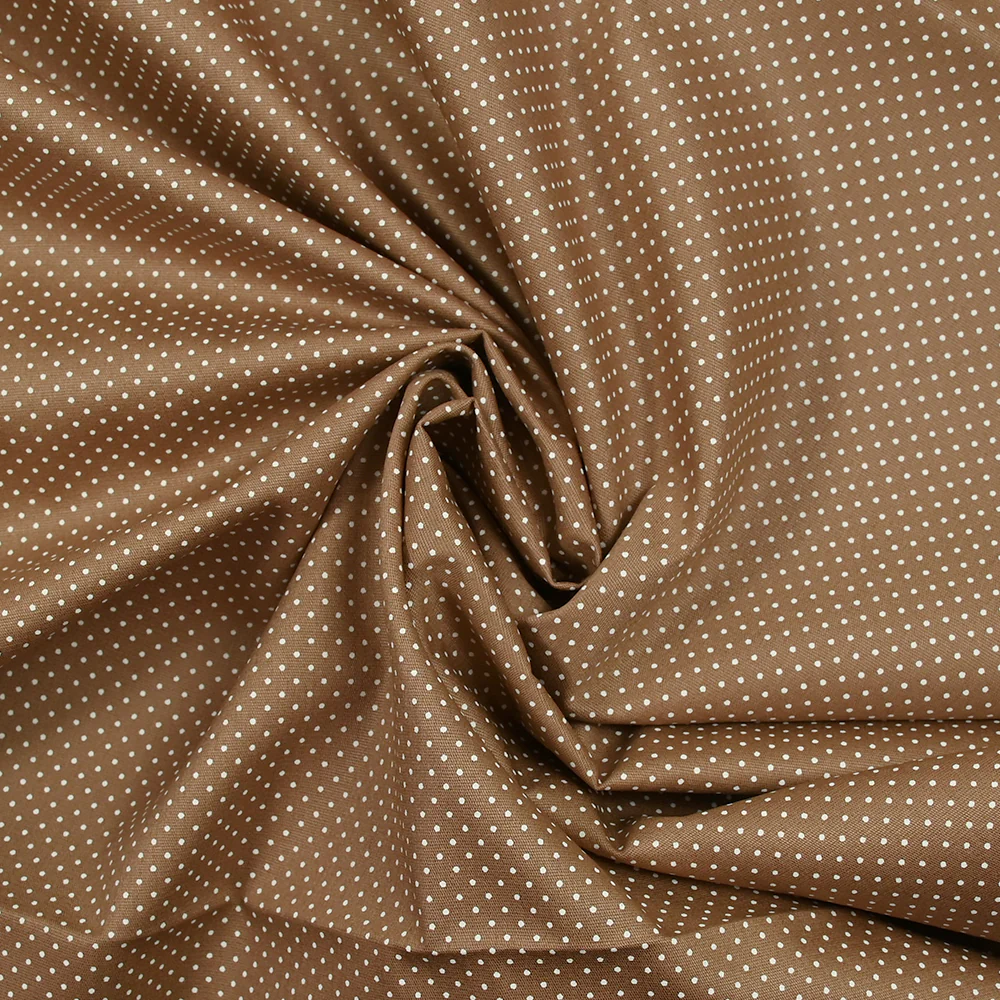 Coton imprimé pois 1mm fond marron - Image 2