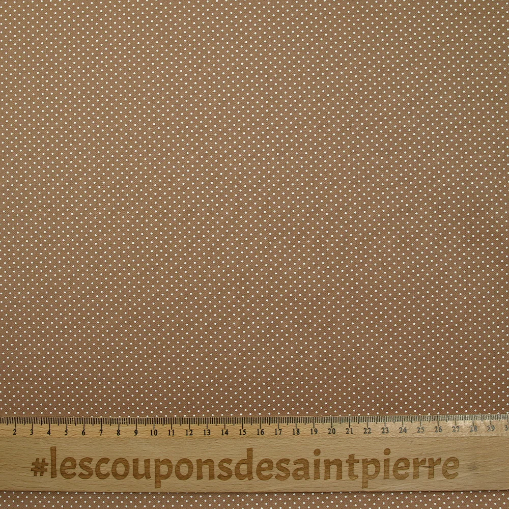 Coton imprimé pois 1mm fond marron - Image 3