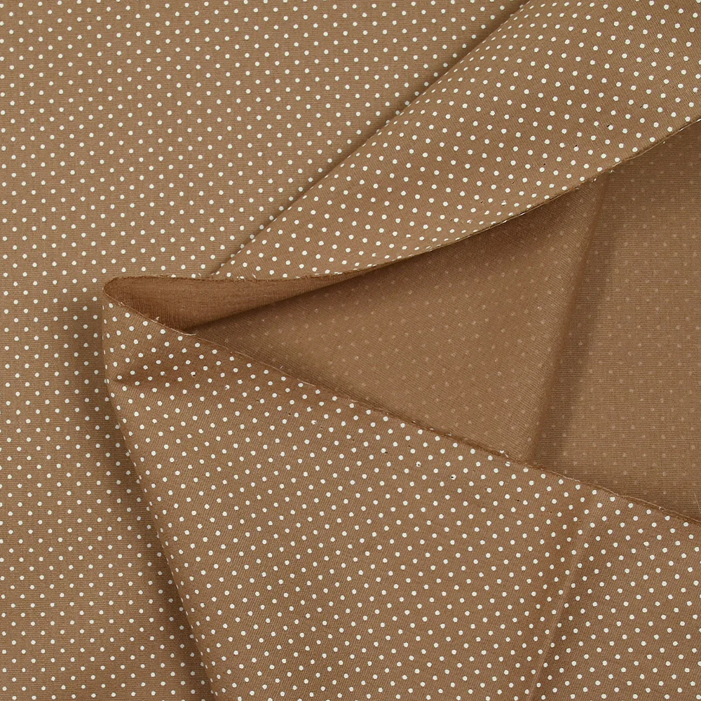 Coton imprimé pois 1mm fond marron - Image 5