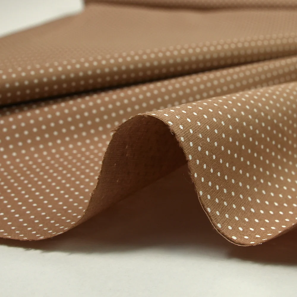 Coton imprimé pois 1mm fond marron - Image 6