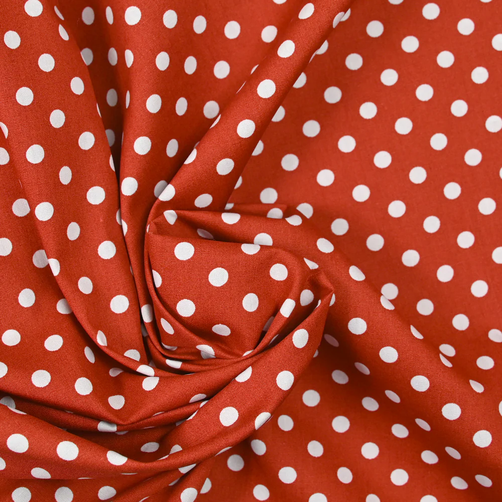 Coton imprimé pois 6mm brique - Image 2