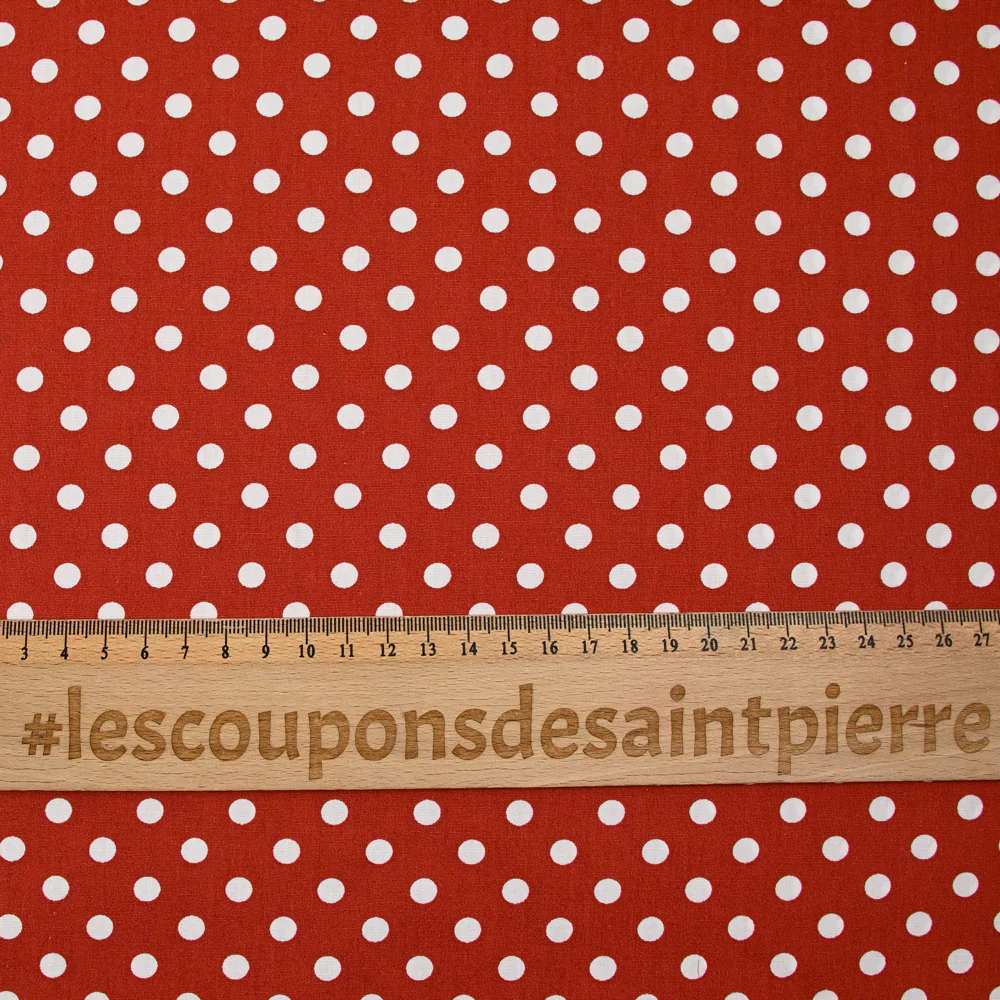 Coton imprimé pois 6mm brique - Image 3
