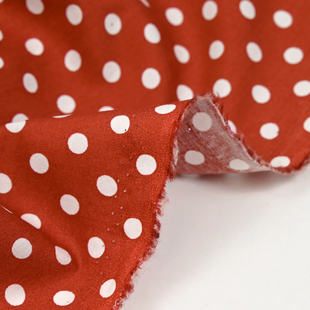 Coton imprimé pois 6mm brique - Image 4