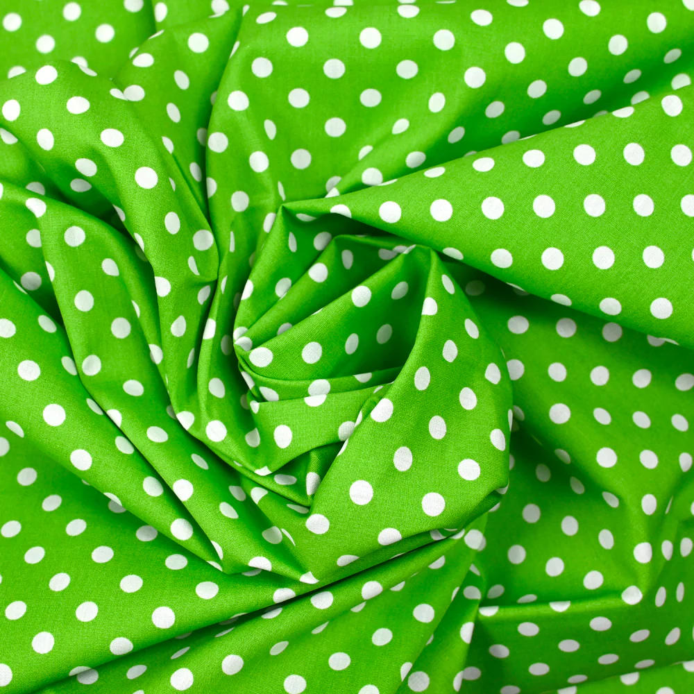 Coton imprimé pois 6mm vert - Image 2