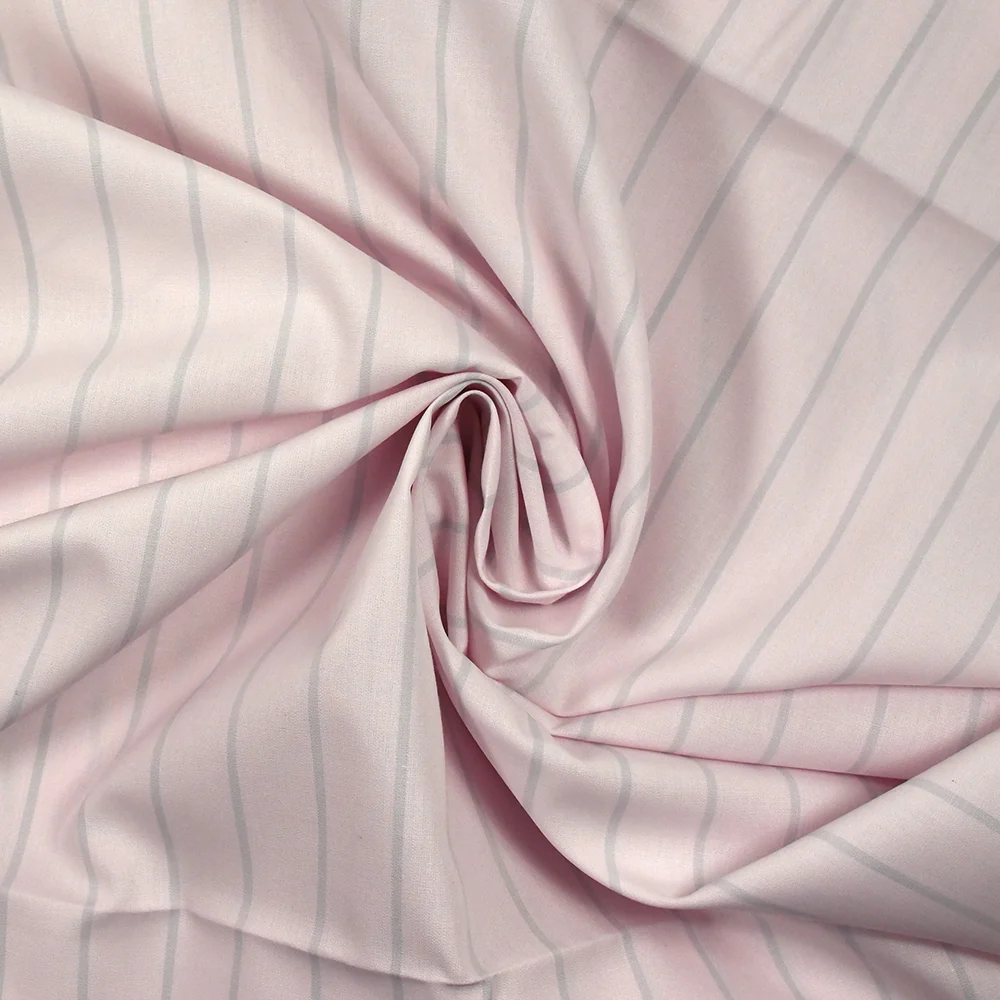Coton imprimé rayé gris fond rose pâle - Image 2