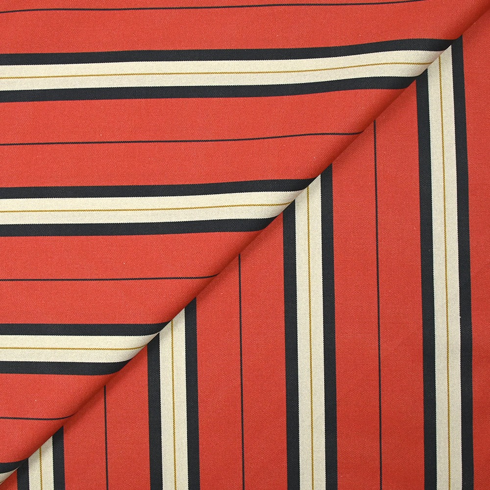 Coton imprimé rayé Simon fond rouge