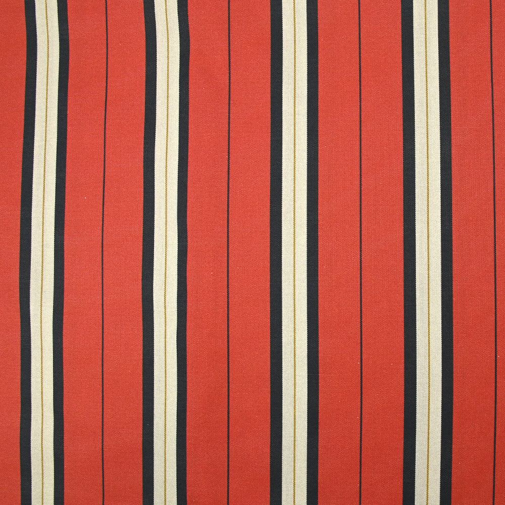 Coton imprimé rayé Simon fond rouge - Image 4