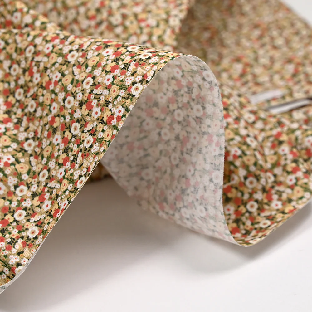 Coton imprimé s'épanouir vert, rouge et beige - Image 5
