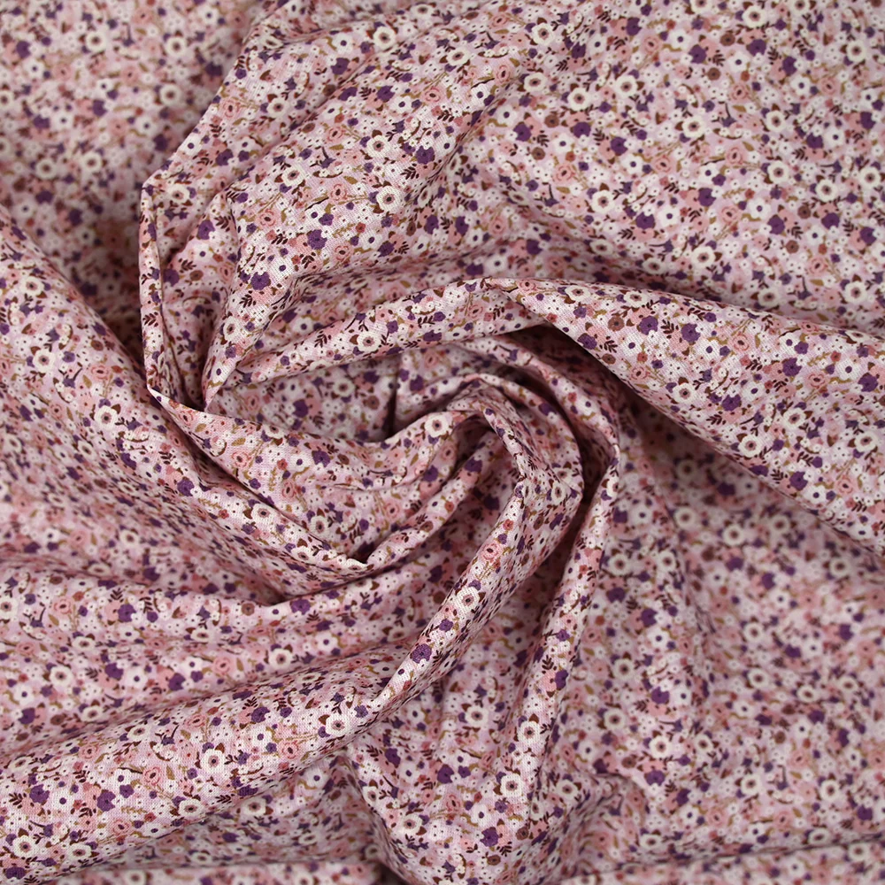 Coton imprimé s'épanouir violet, rose et blanc - Image 2