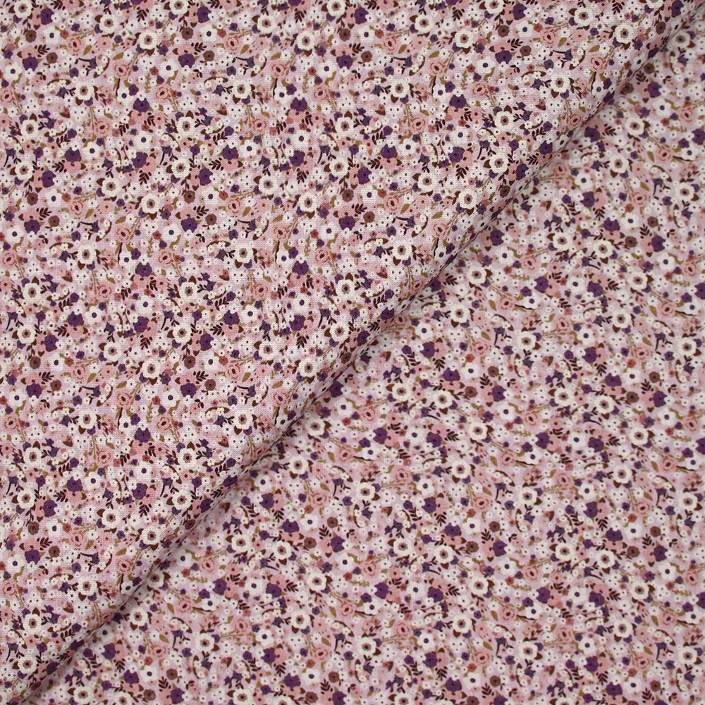 Coton imprimé s'épanouir violet, rose et blanc - Image 4