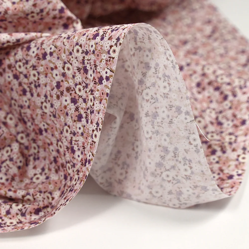 Coton imprimé s'épanouir violet, rose et blanc - Image 5