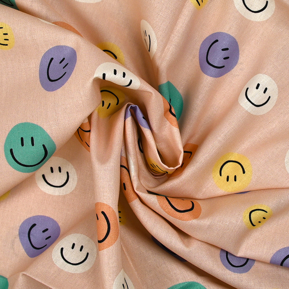 Coton imprimé smiley fond rose chair - Image 2