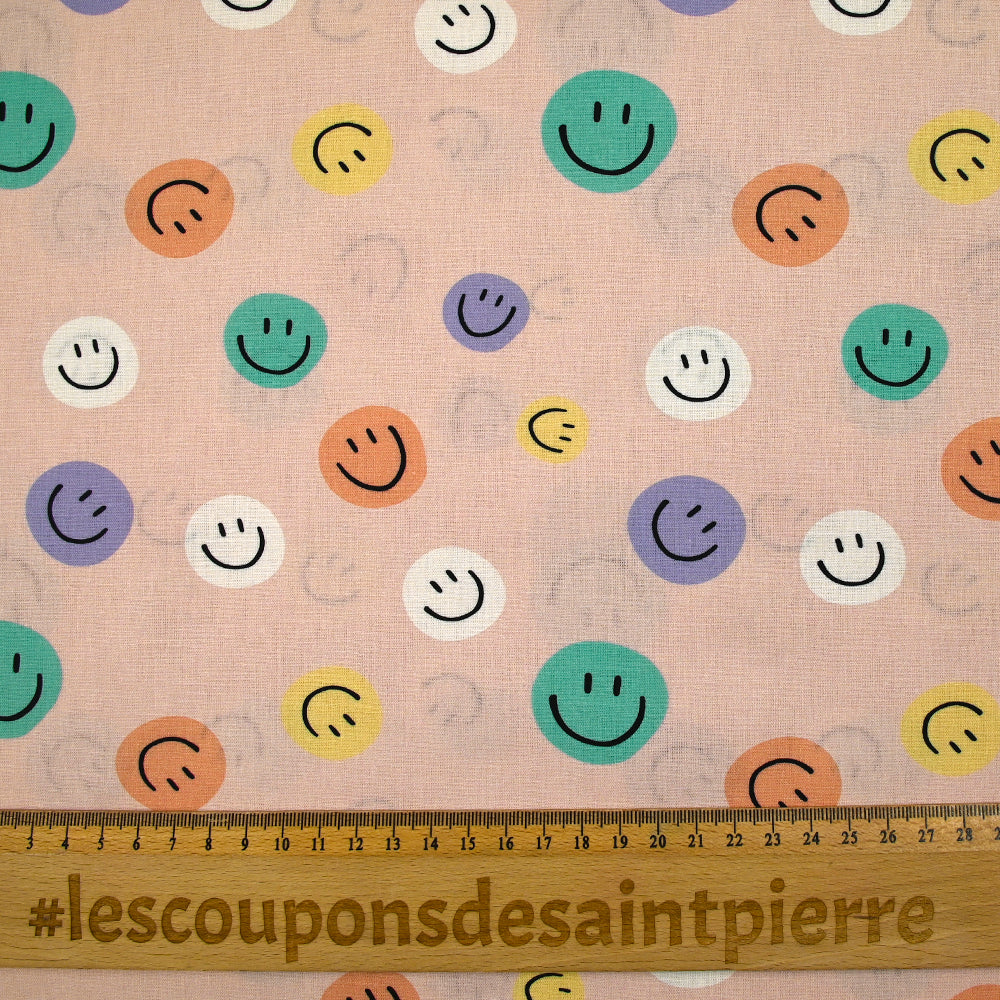 Coton imprimé smiley fond rose chair - Image 3