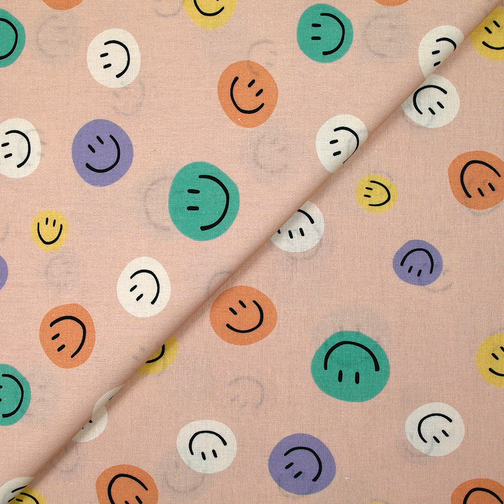 Coton imprimé smiley fond rose chair - Image 4